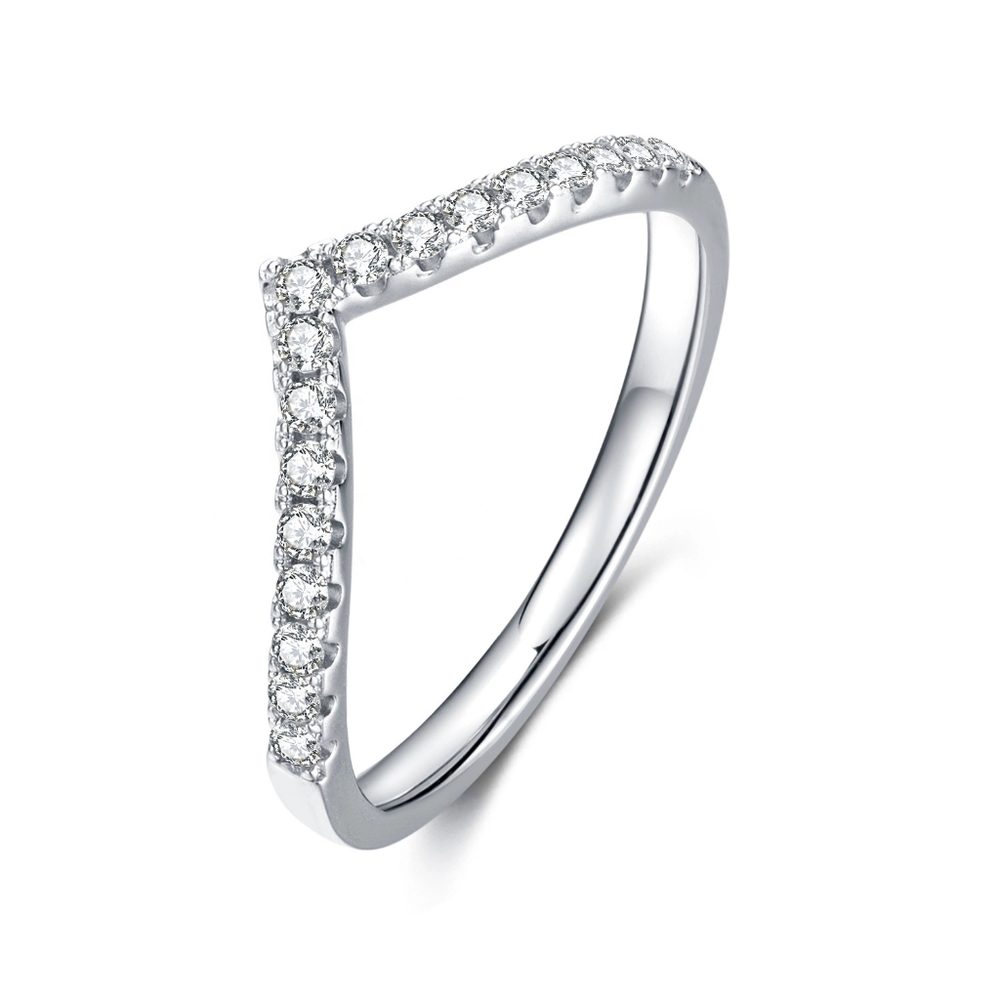 Moissanite chevron band 2mm sz 7.5 ring